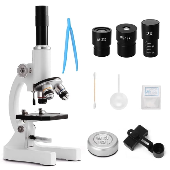Microscope For Adults Kids 64X-2400X Magnification Compound Microscope With Microscope Slides Fill Light For Children Students ,High Clarity