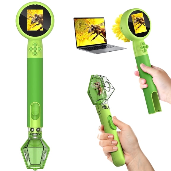 Microscope for Kids with Bug Catcher, 1080P HD Handheld Portable Pocket Kids Microscope, 2 in 1 STEM Science Educational Learning Toys , Digital Microscope Kit Gifts for 3-15 Boys & Girls (Green)