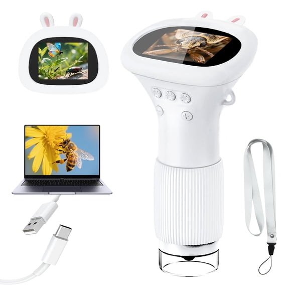Microscope for Kids Handheld Digital Miniscope Stem Toys Gifts 2.0" IPS Screen, Portable Pocket Microscopes Birthday for Girls Boys, Science Kits for 3 4 5 6 7 8 9 10, Yellow