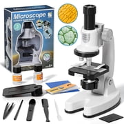 Microscope for Kids, Science Kits for Kids Beginner, Compound Biological Educational Microscope with LED 200X, 600X, 1200X, Smartphone Adapter, Slides Set, Educational Toys for Kids 3-8 Years