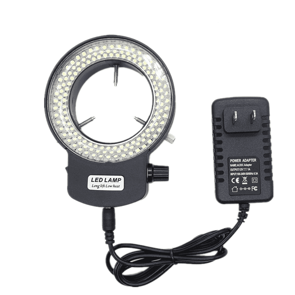 Microscope LED Ring Light Illuminator for Stereo Microscope/Camera/Industry Machine,Adjustable 144W (Black)