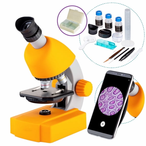 Microscope for Kids ,Science Microscope Kit, 40x-640x Microscope Kit for Student Educational STEM & Science with Slides, Phone Adapter