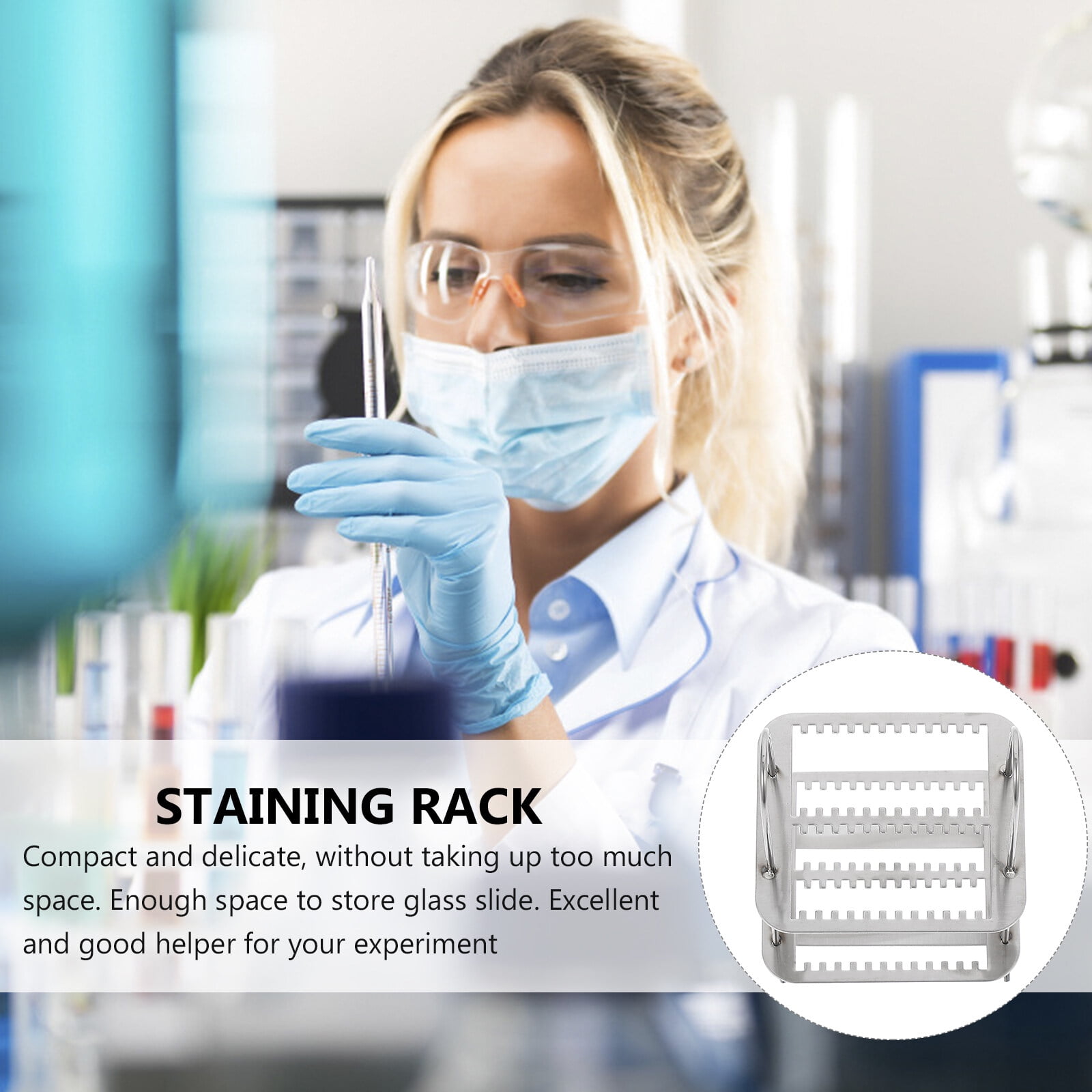 Microscope Slides Rack Microscope Slides Rack 26 Positions Stainless Steel Staining Rack for