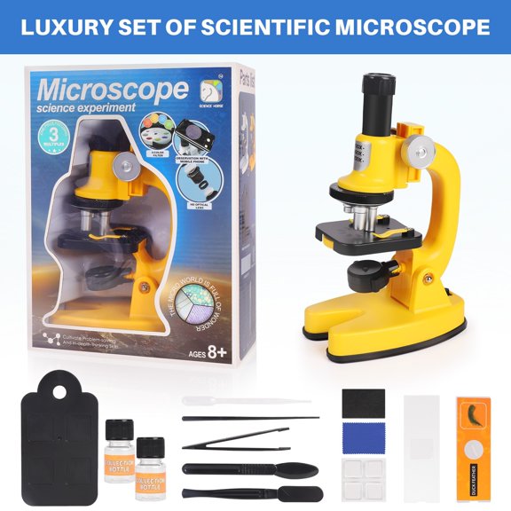 Microscope Toy for Adults & Kids, 200x 600x 1200x Magnification, High-Power Biological Microscope for Students, School Lab & Home Education