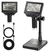 Herwicm Microscope with Weighing Scale: 4.3 Digital Coin Microscope with Screen, Error Coin Magnifier with Lights, Weight Scale for Collectors, Jeweler, Students, Compatible with Windows/Mac