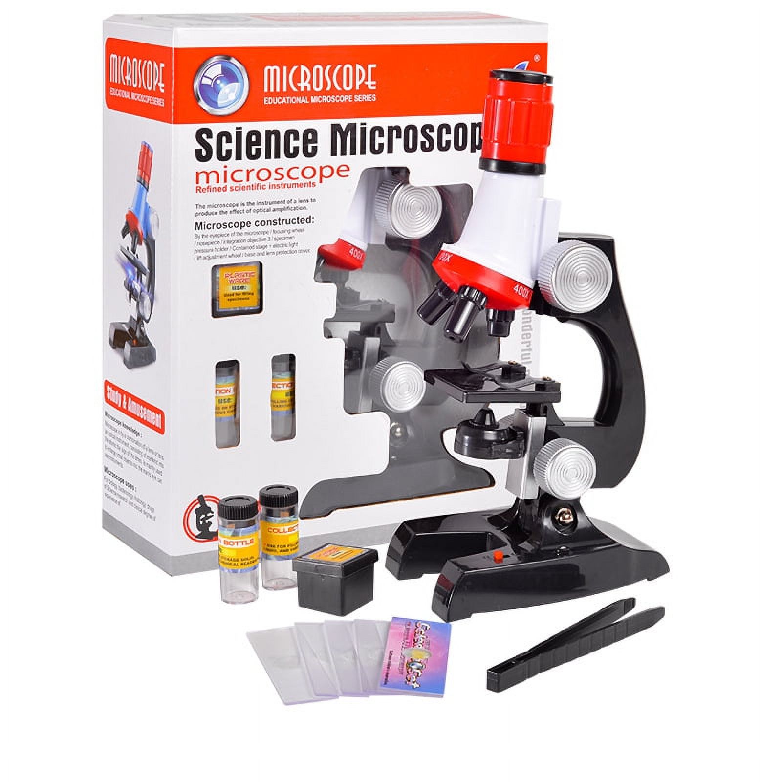 Microscope for Adults Kids, 100X 400X Compound Microscope with Microscope Slides, Microscope Kit