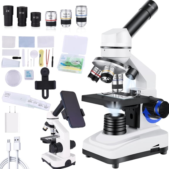 Microscope for Adults & Kids,40x-2000x Compound with Dual LED Illumination,Great School Labs Home Schooling