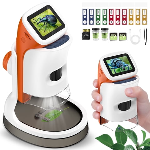 Microscope for Kids Handheld Digital Microscopes with 2'' Screen Portable Mini Microscope Camera Edu Science Kit Gift for Chirdren Student