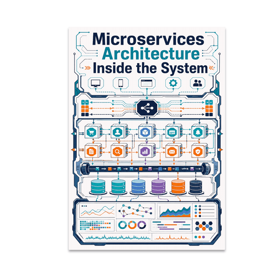 Microservices Architecture Inside the System - Software Architect, 13 x 19 in Glossy Unframed Wall Poster, Vertical