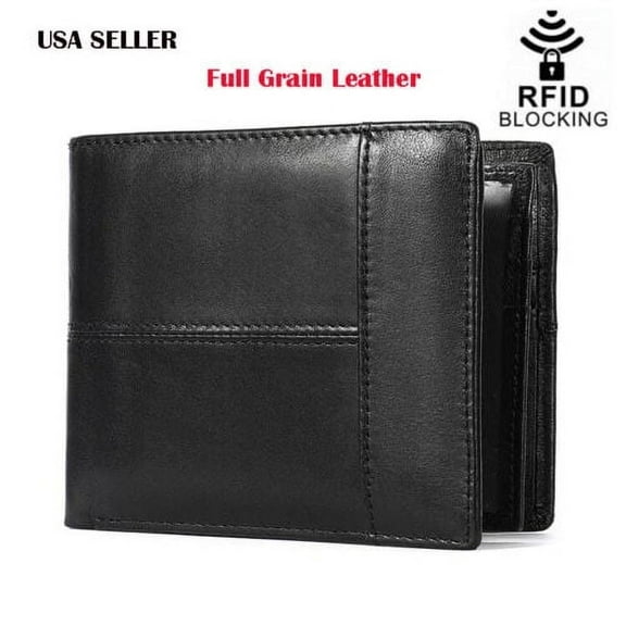 Microseven Genuine Leather Minimalist Bifold Wallets For Men RFID Blocking Slim Mens Wallet
