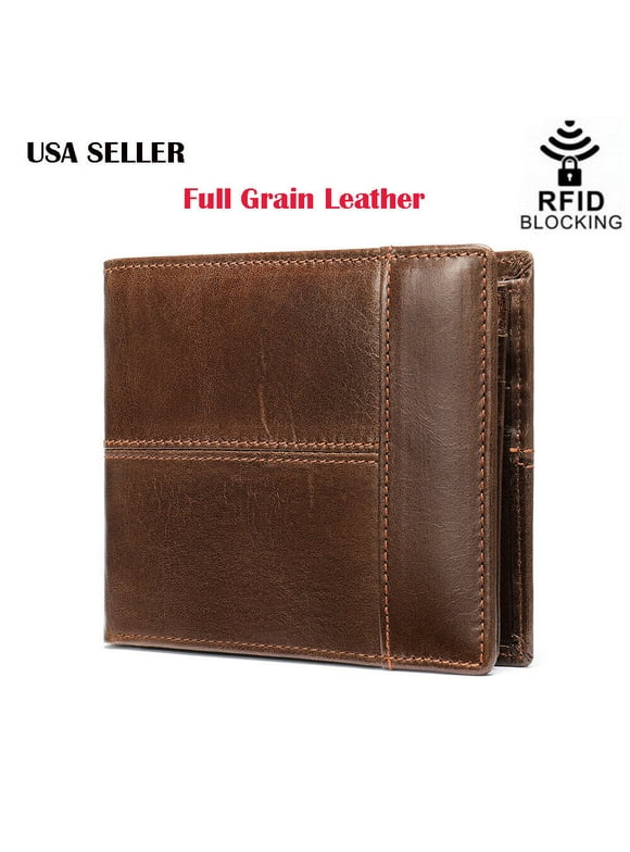Microseven Genuine Leather Minimalist Bifold Wallets For Men RFID Blocking Slim Mens Wallet