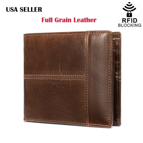 Microseven Genuine Leather Minimalist Bifold Wallets For Men RFID Blocking Slim Mens Wallet