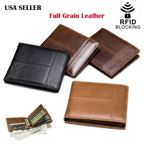 Microseven RFID Blocking Male Bifold Wallets, Dark Brown