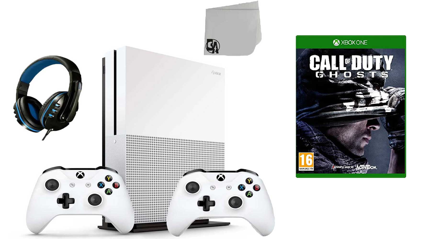 Microsoft 23400051 Xbox One S White 1TB Gaming Console with 2 Controller Included with Call of