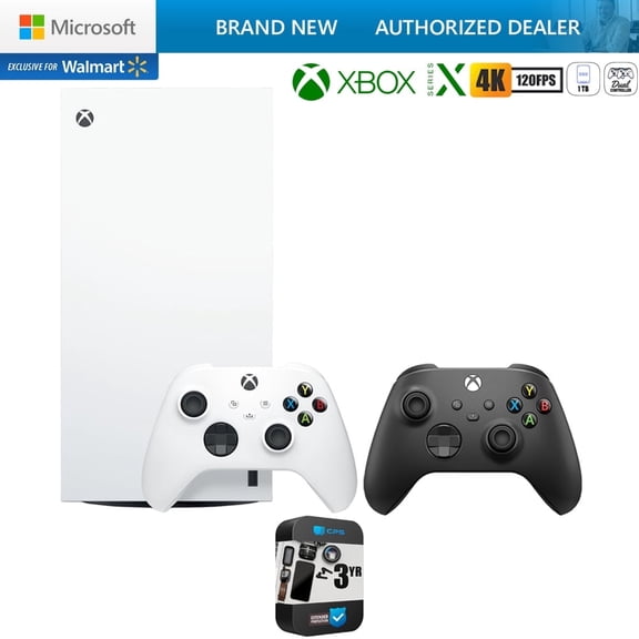 Pre-Owned Microsoft EP2-00692 Xbox Series X 1TB All-Digital Console (Disc-Free Gaming) - Robot White with Dual Controller (Robot White & Carbon Black) Bundle with 3 Year Warranty| Official Microsoft USA Dealer