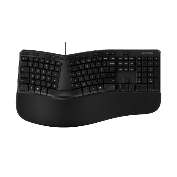 Incase Ergonomic Keyboard Designed by Microsoft Refined Ergonomic Design, Built-In Shortcuts Keys, Layered Palm Rest for Elevated Wrist Support, Integrated Number Pad