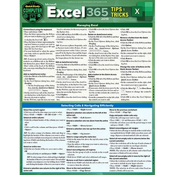 Pre-Owned Microsoft Excel 365 Tips & Tricks - 2019: A Quickstudy Laminated Software Reference Guide (Misc.) 1423242602 9781423242604