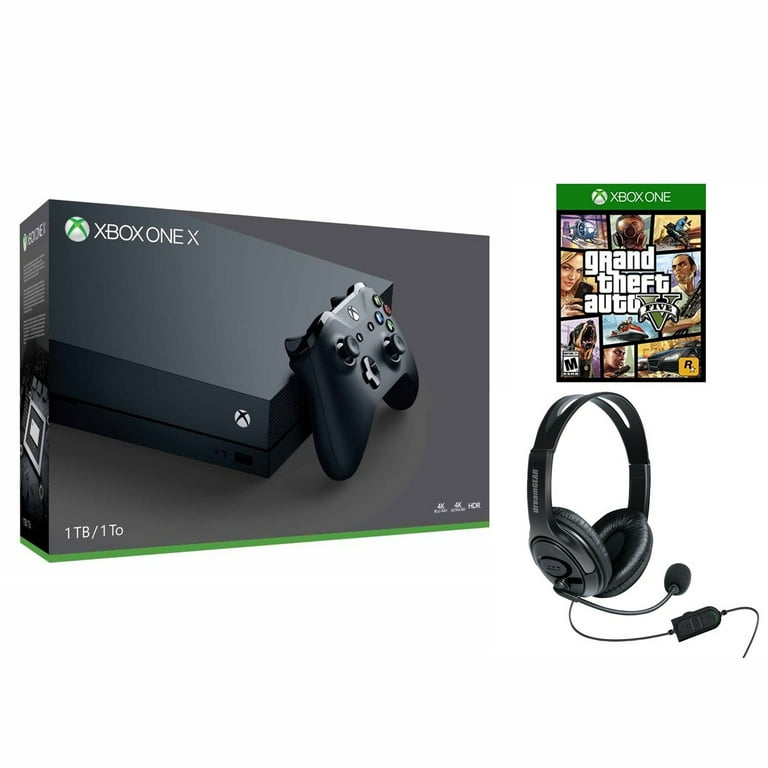 Microsoft Factory Recertified XBOX One X BUNDLE-includes XBOX One X console  and Microsoft wireless controller plus xTalk one headset & Grand Theft