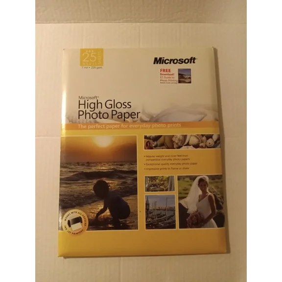 Microsoft High Gloss Photo Paper 8.5"X11" 25 Sheets