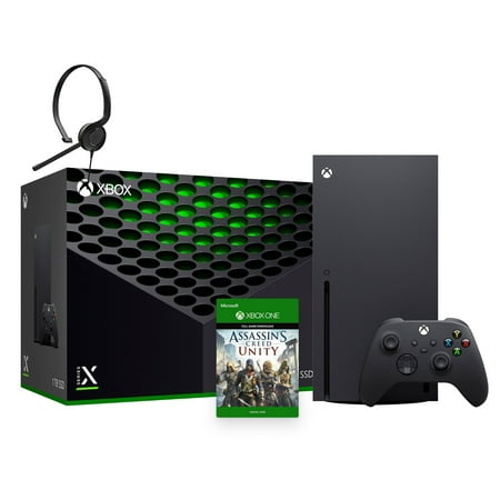 Microsoft Latest Xbox Series X Gaming Console Bundle - 1TB SSD Black Xbox Console and Wireless Controller with Assassin's Creed Unity and Mytrix Chat Headset