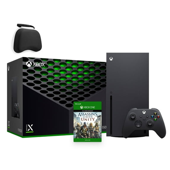 Microsoft Latest Xbox Series X Gaming Console Bundle - 1TB SSD Black Xbox Console and Wireless Controller with Assassin's Creed Unity and Mytrix Controller Protective Case