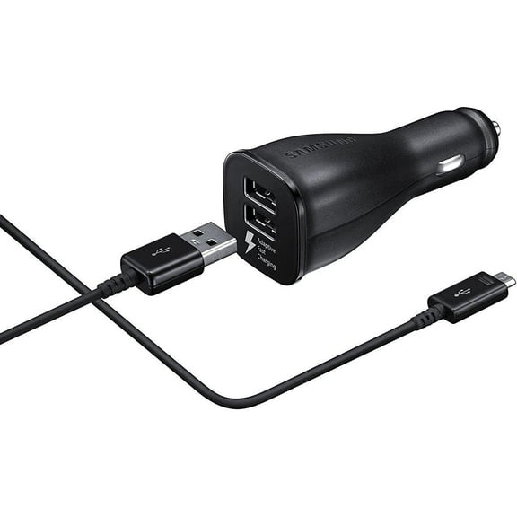 Microsoft Lumia 540 Adaptive Fast Charger Dual-Port Vehicle Charging Kit [1 Car Charger + 5 FT Micro USB Cable] Dual voltages for up to 60% Faster Charging! Black