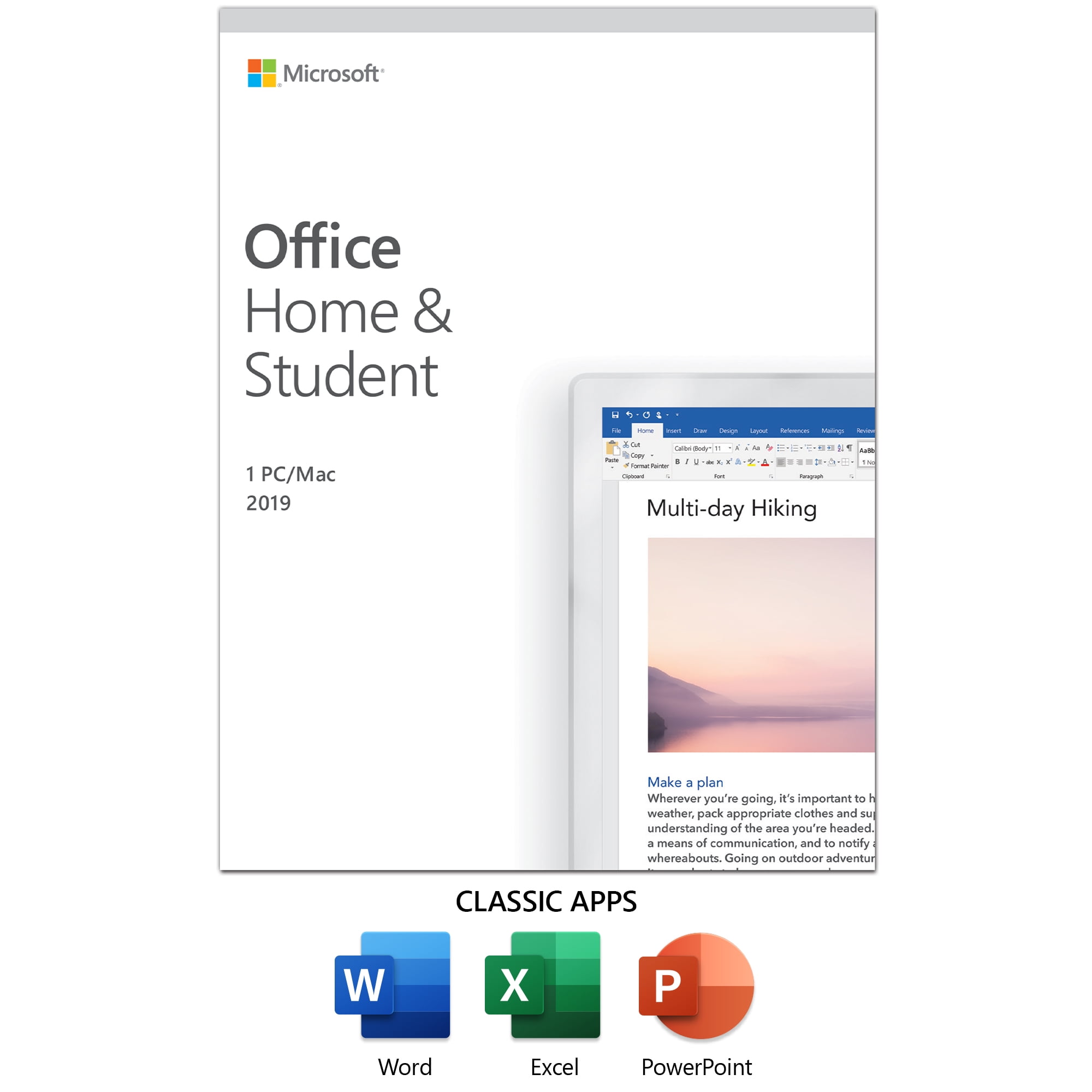 2019 1 Student and | Home PC/Mac Key 10 Microsoft Office Card device, Windows