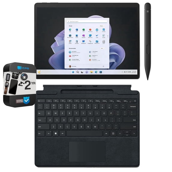 Microsoft QEZ00018 Surface Pro 9 13" Touch Tablet, Intel i5, 8GB/256GB, Graphite Bundle with Microsoft Surface Pro Keyboard, Microsoft Surface Slim Pen 2 and 2 YR CPS Enhanced Protection Pack