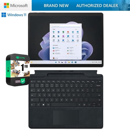 Microsoft QIL-00018 Surface Pro 8 13" Touch Tablet, Intel i7, 16GB/256GB, Graphite Bundle with Microsoft Surface Pro Signature Mechanical Keyboard, Black and 1 YR CPS Enhanced Protection Pack