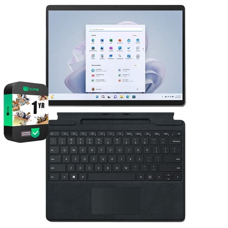 Microsoft QIX-00001 Surface Pro 9 13" Touch Tablet, Intel i7, 16GB/512GB, Platinum Bundle with Microsoft Surface Pro Signature Mechanical Keyboard, Black and 1 Year Extended Warranty
