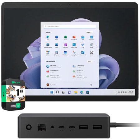 Microsoft QIX00018 Surface Pro 9 13" Touch Tablet, Intel i7, 16GB/512GB, Graphite Bundle with Microsoft Surface Dock 2 and 1 YR CPS Enhanced Protection Pack