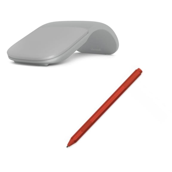 Microsoft Surface Arc Touch Mouse Platinum + Surface Pen Poppy Red - Wireless Connectivity - Bluetooth Connectivity - Innovative Full Scroll Plane - 4,096 Pressure Points in the Surface Pen - Write...