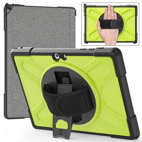 for Microsoft Surface Go 3 Case 2021, Surface Go 2 Case 2020, Surface Go Case 2018 Shockproof Heavy Duty Protection Hybrid with Kickstand, with Hand Strap, Compatible with Surface,Green