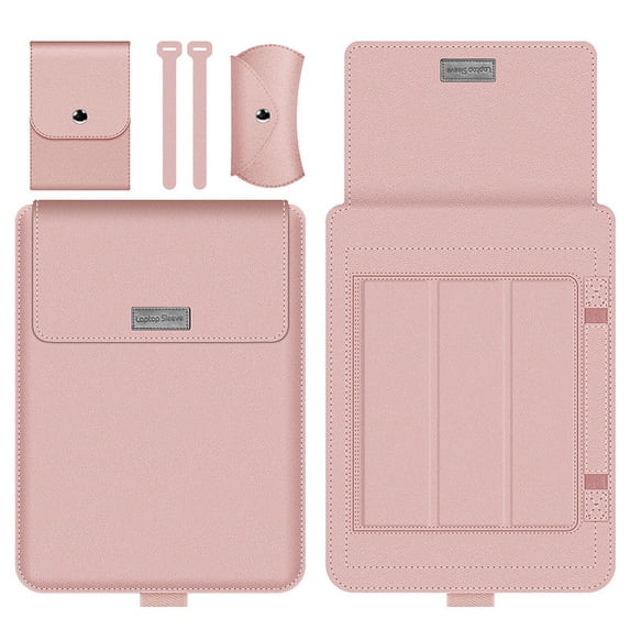 for Microsoft Surface Laptop 6 5 Studio 2 Go 3 Laptop Bag Flip Sleeve Stand Belt for Cable Pouch for Mouse Charger Carry Case (Pink,Surface Laptop5 15)