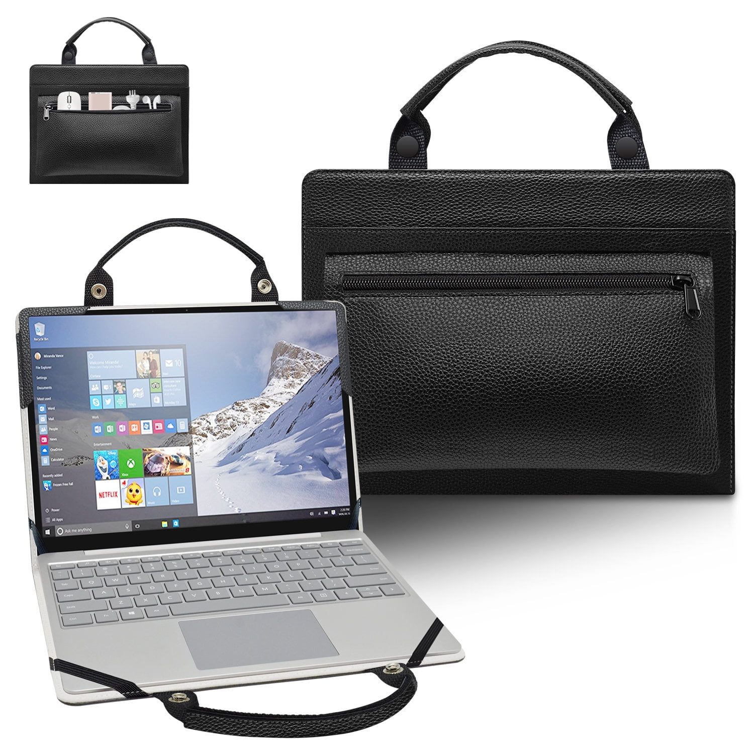Microsoft Surface Laptop Go 12.4" Laptop Sleeve, Microsoft Surface Laptop Go 12.4" Laptop Leather Protective Case with Accesorries Bag Handle, Cover Microsoft Surface Laptop Go 12.4" (Black)