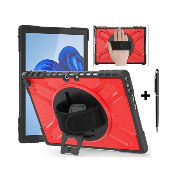 Microsoft Surface Pro 10 Pro 9 Case 13 inch 2024 2022 with Stand, Hand Strap Shockproof Cover, Compatible with Type Cover Keyboard, Stylus Pen Pen Red