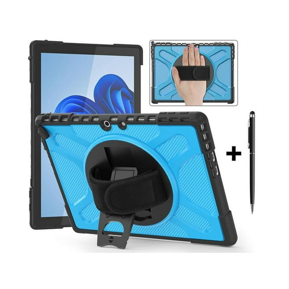 Microsoft Surface Pro 10 Pro 9 Case 13 inch 2024 2022 with Stand, Hand Strap Shockproof Cover, Compatible with Type Cover Keyboard, Stylus Pen Blue