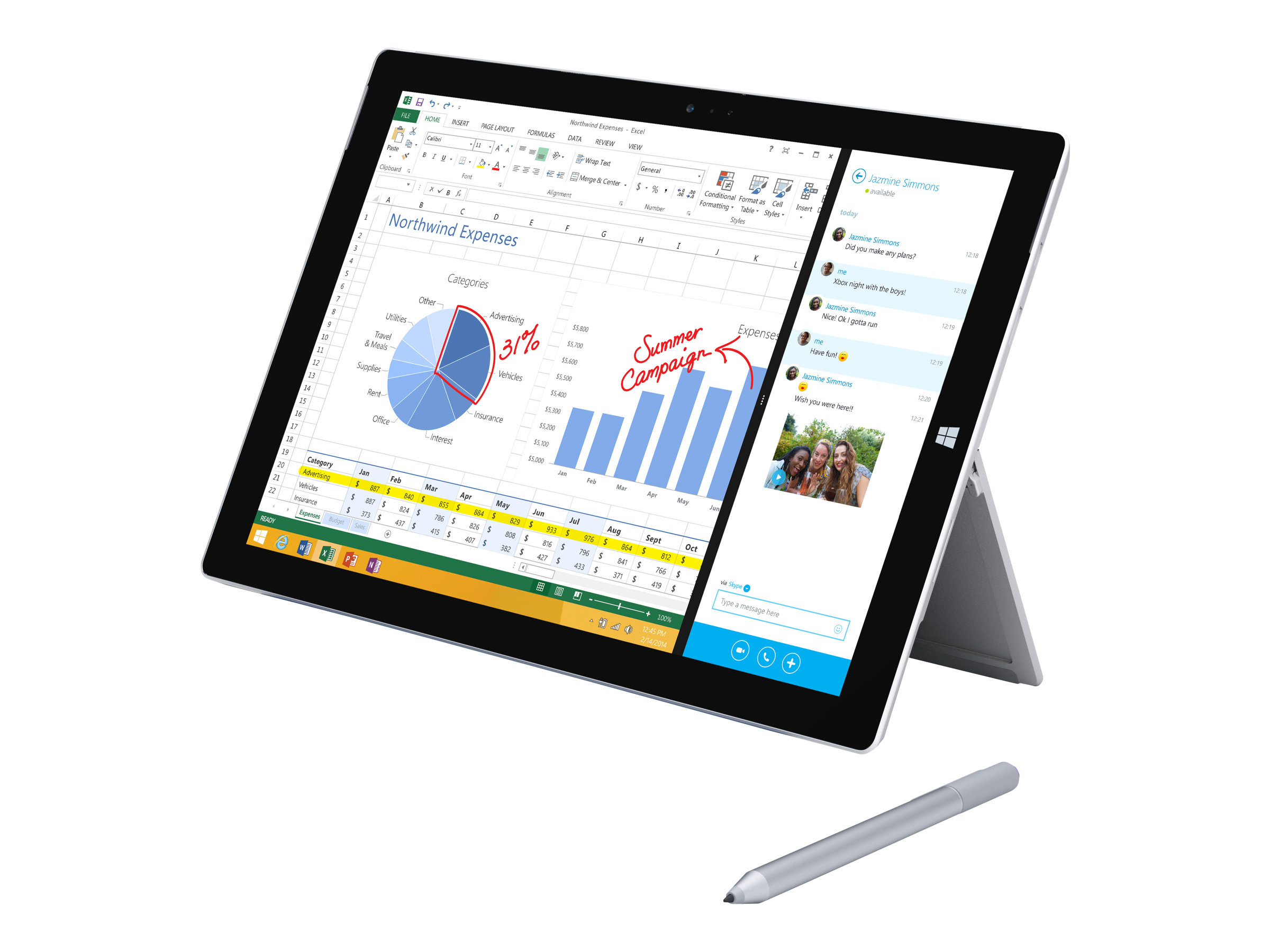Microsoft Surface Pro 3 Tablet, 12", Core i7 i7-4650U Dual-core (2 Core) 1.33 GHz, 8 GB RAM, 256 GB SSD, Windows 8.1 Pro, Silver - image 1 of 7