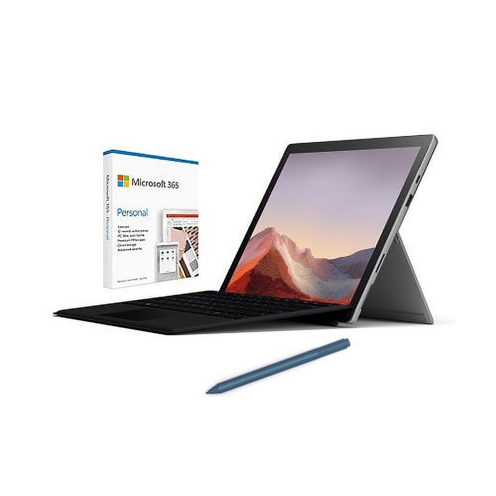 Microsoft Surface Pro 7 12.3" Intel Core i5 8GB RAM 128GB SSD Platinum + Type Cover Keyboard/Cover Case Tablet + Surface Pen Ice Blue + Microsoft 365 Personal 1 Year Subscription For 1 User - image 1 of 1