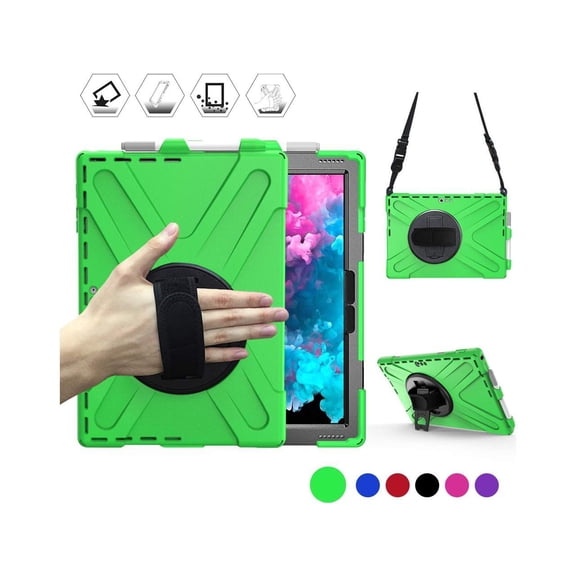 Microsoft Surface Pro 7 Plus / Pro 7 / Pro 6 / Pro 5 / Pro 2017 / Pro 4 / Pro LTE Case Protective Shockproof Cover with Pen Holder Hand Strap Rotating Kickstand Shoulder Strap