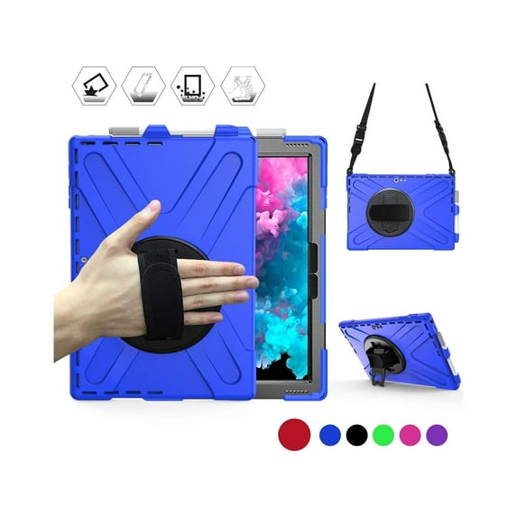 Microsoft Surface Pro 7 Plus / Pro 7 / Pro 6 / Pro 5 / Pro 2017 / Pro 4 / Pro LTE Case Protective Shockproof Cover with Pen Holder Hand Strap Rotating Kickstand Shoulder Strap