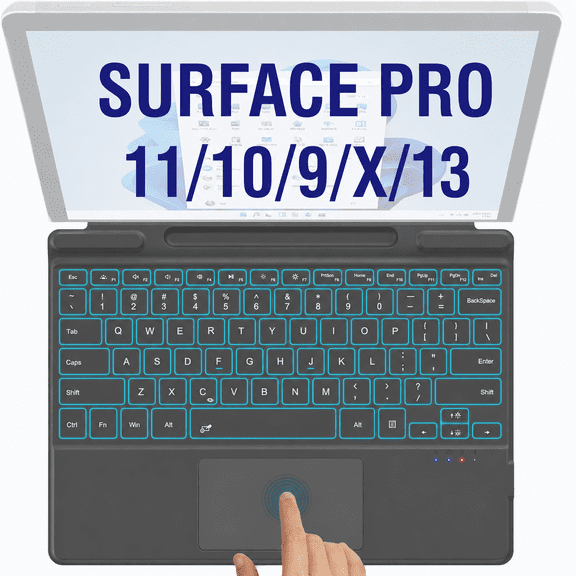 Microsoft Surface Pro Bluetooth Keyboard with Trackpad, 7-Color LED Backlit