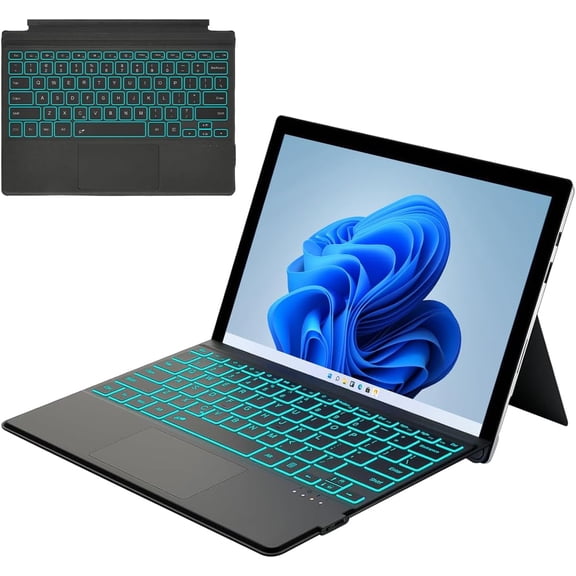 Microsoft Surface Pro Keyboard for 7+/7/6/5/4/3, 12.3" Wireless Bluetooth Type Cover with 7-Color Backlit, Ultra-Slim Design, Multi-Touch Trackpad, Rechargeable Battery, (Black)