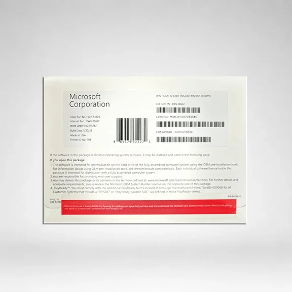 Microsoft Windows 10 Home 64-bit (OEM Software) (DVD)