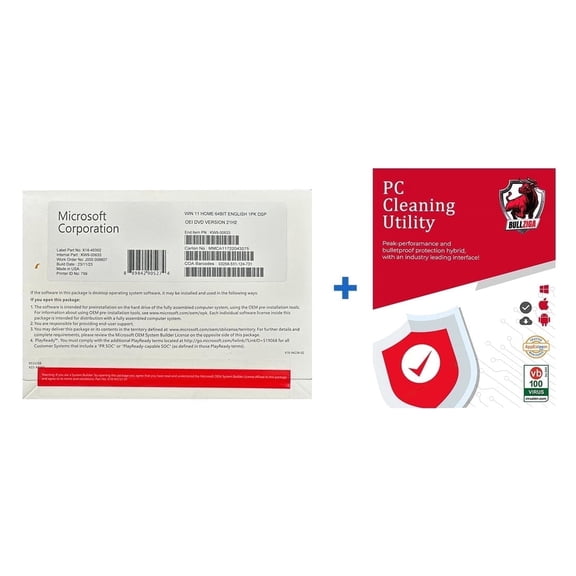 Microsoft Windows 11 Home 64-Bit (DVD) + Bullziga PC Cleaner 1-Year License | 1 Device