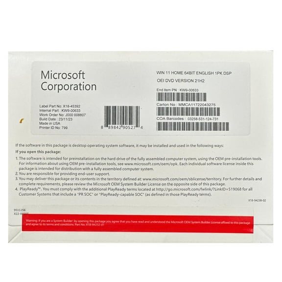 Windows 11 HOME 64 BIT OEM DVD