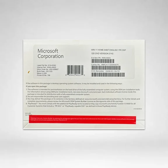 Microsoft Windows 11 Home DVD 64 Bit (OEM Software)