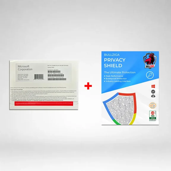 Microsoft Windows 11 Pro DVD with Free BullZIGA Privacy Shield 1 Year | 1 Device (KeyCard)