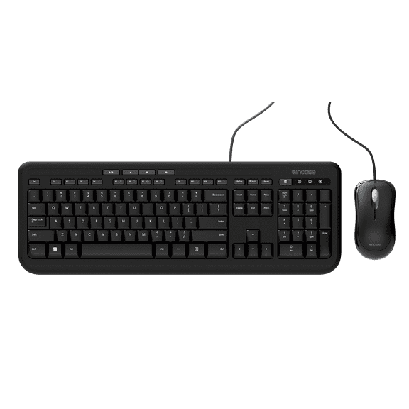 Incase Wired Desktop 600 Keyboard & Mouse Combo Designed by Microsoft Four Hot Keys, Spill-Resistant Keyboard, Quiet-Touch Keys, Optical Mouse, Left/Right Mouse with 800 DPI Sensor
