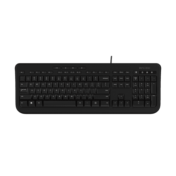 Incase Wired Keyboard 600 Designed by Microsoft Spill Resistant, Quiet Touch Keys, Plug and Play, 4 Hotkeys, Windows Start Key Black